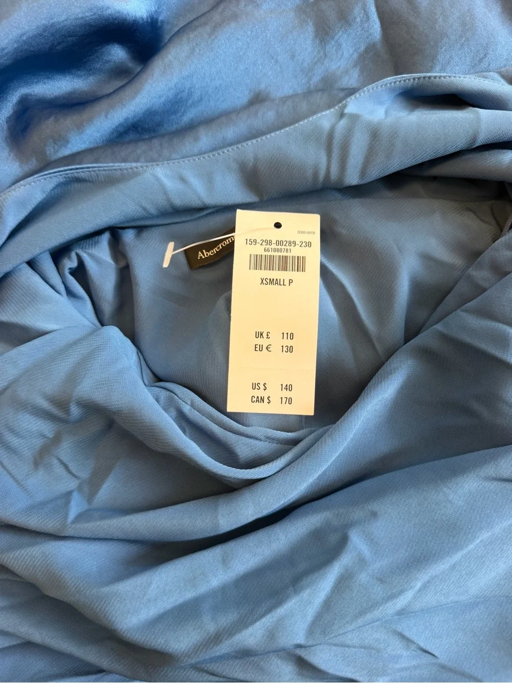 NWT Abercrombie & Fitch Blue Cowl Neck Maxi Dress with High Slit Size XS Petite